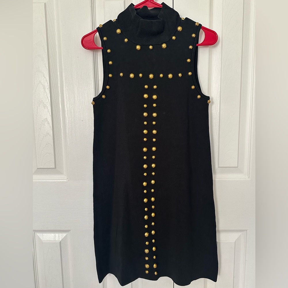 Elegant Black and Gold Studded Dress